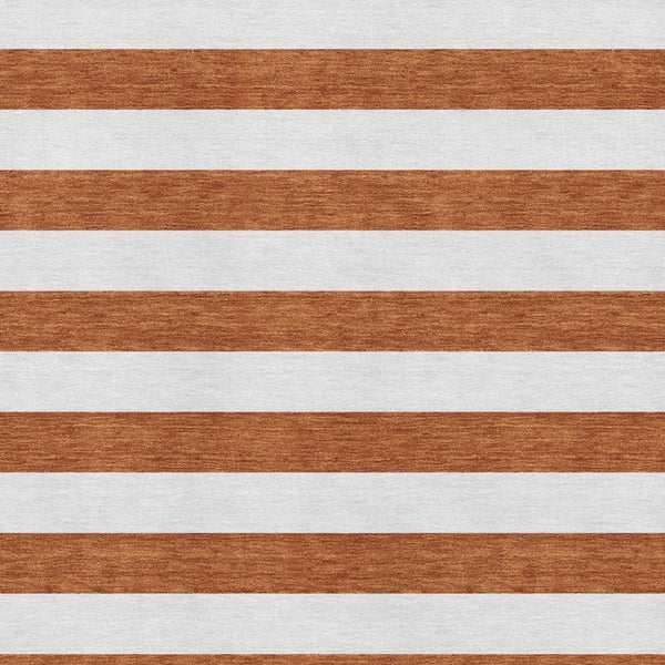 HomeRoots 8' X 10' Washable Rust and Ivory Striped Area Rug with UV Protection – Perfect for High-Traffic Spaces! 647630