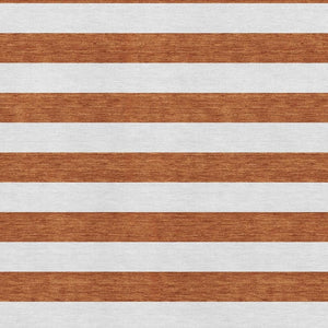 HomeRoots 8' X 10' Washable Rust and Ivory Striped Area Rug with UV Protection – Perfect for High-Traffic Spaces! 647630