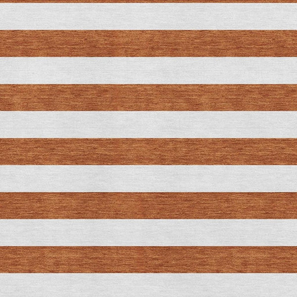 HomeRoots 8' X 10' Washable Rust and Ivory Striped Area Rug with UV Protection – Perfect for High-Traffic Spaces! 647630
