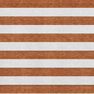 HomeRoots 9' X 12' Washable Area Rug with Rust and Ivory Stripes - Durable, Stylish, and UV Protected Design 647631