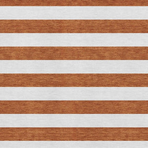 HomeRoots 9' X 12' Washable Area Rug with Rust and Ivory Stripes - Durable, Stylish, and UV Protected Design 647631