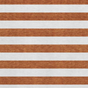 HomeRoots 10' X 14' Striped Washable Area Rug in Rust & Ivory, Durable, UV Protection, Perfect for Any Space 647632