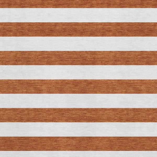 HomeRoots 10' X 14' Striped Washable Area Rug in Rust & Ivory, Durable, UV Protection, Perfect for Any Space 647632