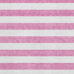 HomeRoots 5' Pink and Ivory Striped Area Rug - Washable, UV Protected, Kid & Pet Friendly for Stylish Spaces 647634