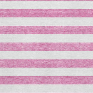 HomeRoots 5' Pink and Ivory Striped Area Rug - Washable, UV Protected, Kid & Pet Friendly for Stylish Spaces 647634