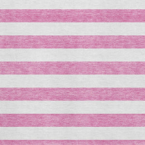 HomeRoots 8' X 10' Pink & Ivory Striped Washable Area Rug with UV Protection - Family-Friendly & Stylish! 647636