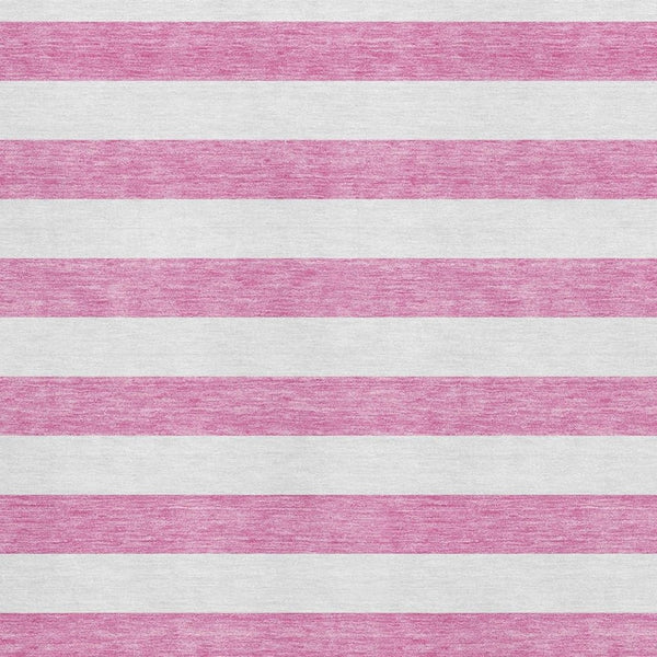 HomeRoots 8' X 10' Pink & Ivory Striped Washable Area Rug with UV Protection - Family-Friendly & Stylish! 647636