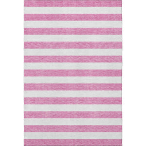 HomeRoots 9' X 12' Pink and Ivory Striped Washable Area Rug – Durable, UV-Protected, Perfect for High-Traffic Rooms 647637