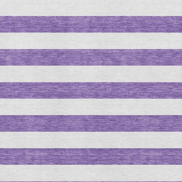 HomeRoots 5' X 8' Stylish Purple & Ivory Striped Washable Area Rug with UV Protection for Every Space 647640