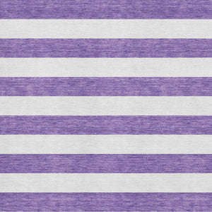 HomeRoots 8' X 10' Striped Purple and Ivory Washable Area Rug with UV Protection for Stylish, Kid-Friendly Homes 647642