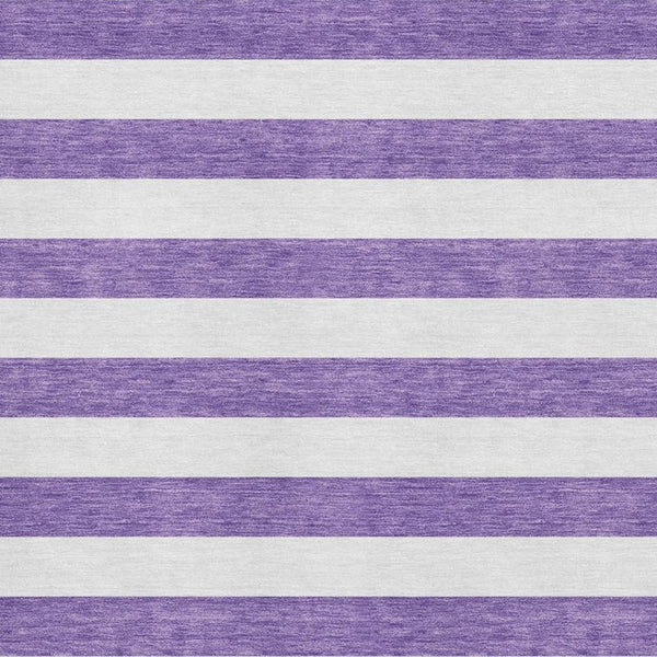 HomeRoots 8' X 10' Striped Purple and Ivory Washable Area Rug with UV Protection for Stylish, Kid-Friendly Homes 647642