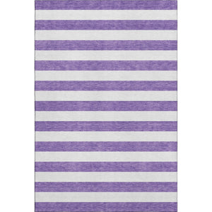 HomeRoots 9' X 12' Purple and Ivory Striped Washable Area Rug - Stylish, Durable, UV-Protected for Any Space 647643