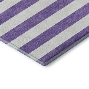 HomeRoots 9' X 12' Purple and Ivory Striped Washable Area Rug - Stylish, Durable, UV-Protected for Any Space 647643