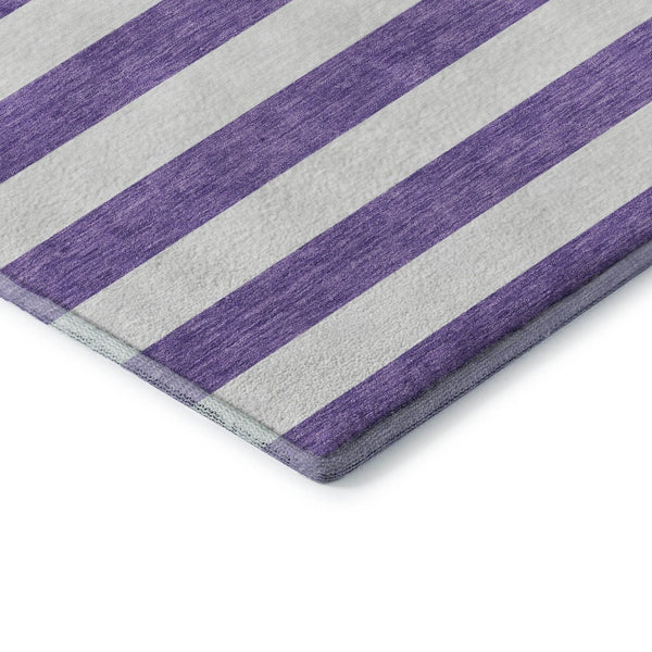 HomeRoots 9' X 12' Purple and Ivory Striped Washable Area Rug - Stylish, Durable, UV-Protected for Any Space 647643