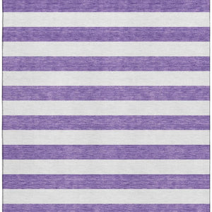 HomeRoots 9' X 12' Purple and Ivory Striped Washable Area Rug - Stylish, Durable, UV-Protected for Any Space 647643