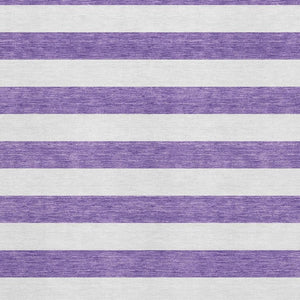 HomeRoots 10' X 14' Purple And Ivory Striped Area Rug - Washable, UV-Protected, Durable Design for High-Traffic Spaces 647644