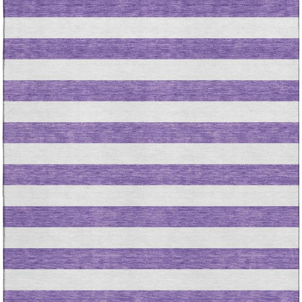 HomeRoots 10' X 14' Purple And Ivory Striped Area Rug - Washable, UV-Protected, Durable Design for High-Traffic Spaces 647644