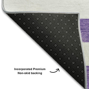 HomeRoots 10' X 14' Purple And Ivory Striped Area Rug - Washable, UV-Protected, Durable Design for High-Traffic Spaces 647644