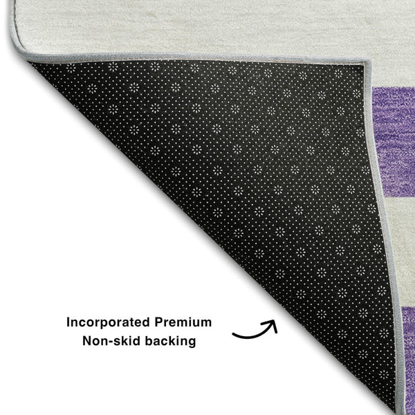 HomeRoots 10' X 14' Purple And Ivory Striped Area Rug - Washable, UV-Protected, Durable Design for High-Traffic Spaces 647644