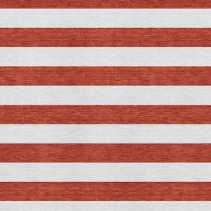 HomeRoots 5' X 8' Striped Red and Ivory Washable Area Rug with UV Protection for Durable Everyday Use 647646