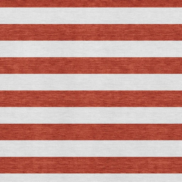HomeRoots 5' X 8' Striped Red and Ivory Washable Area Rug with UV Protection for Durable Everyday Use 647646