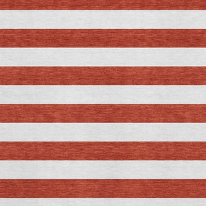 HomeRoots 5' X 8' Striped Red and Ivory Washable Area Rug with UV Protection for Durable Everyday Use 647646