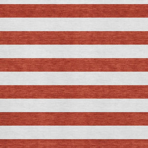 HomeRoots 8' X 10' Red and Ivory Striped Washable Area Rug - UV Protected, Durable, Family-Friendly Design 647648