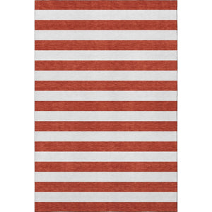HomeRoots 8' X 10' Red and Ivory Striped Washable Area Rug - UV Protected, Durable, Family-Friendly Design 647648
