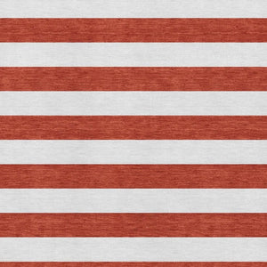 HomeRoots 9' X 12' Durable Red and Ivory Striped Area Rug - Washable, UV Protected for Homes with Kids & Pets 647649