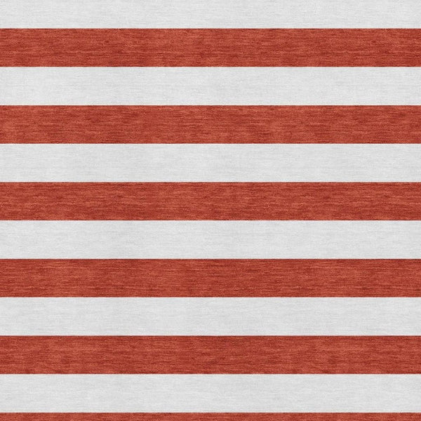 HomeRoots 9' X 12' Durable Red and Ivory Striped Area Rug - Washable, UV Protected for Homes with Kids & Pets 647649