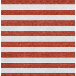 HomeRoots 10' X 14' Red and Ivory Striped Washable Area Rug - Durable, UV Protected, Easy-Care for Busy Homes 647650