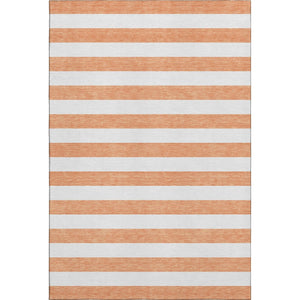 HomeRoots 5' X 8' Salmon & Ivory Striped Washable Area Rug – Durable, UV-Protected & Perfect for Any Space! 647652