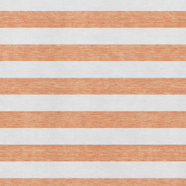 HomeRoots 5' X 8' Salmon & Ivory Striped Washable Area Rug – Durable, UV-Protected & Perfect for Any Space! 647652