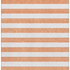 HomeRoots 5' X 8' Salmon & Ivory Striped Washable Area Rug – Durable, UV-Protected & Perfect for Any Space! 647652