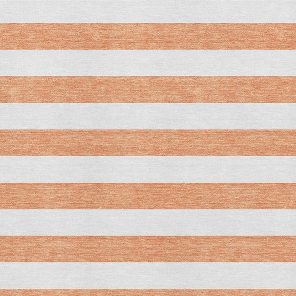 HomeRoots 8' X 10' Salmon and Ivory Striped Washable Area Rug - Stain Resistant, UV Protected, Durable Design 647654