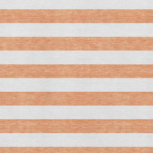 HomeRoots 9' X 12' Stylish Salmon & Ivory Striped Washable Area Rug - Durable, UV-Protected, Easy to Clean! 647655