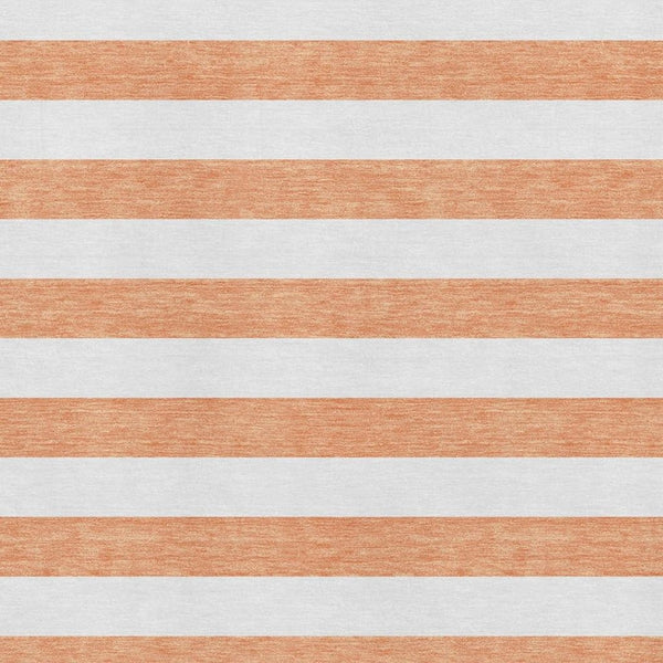HomeRoots 9' X 12' Stylish Salmon & Ivory Striped Washable Area Rug - Durable, UV-Protected, Easy to Clean! 647655