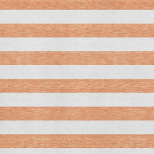 HomeRoots 9' X 12' Stylish Salmon & Ivory Striped Washable Area Rug - Durable, UV-Protected, Easy to Clean! 647655