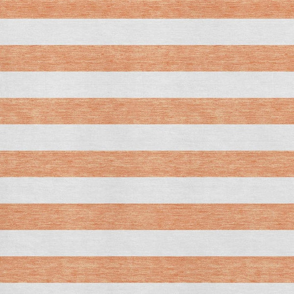 HomeRoots 9' X 12' Stylish Salmon & Ivory Striped Washable Area Rug - Durable, UV-Protected, Easy to Clean! 647655