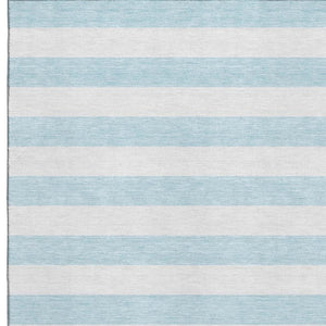 HomeRoots 5' Sky Blue and Ivory Striped Washable Area Rug with UV Protection for Stylish Coastal Homes 647658