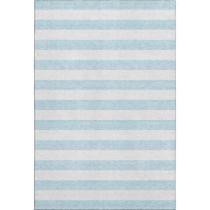 HomeRoots 5' Sky Blue and Ivory Striped Washable Area Rug with UV Protection for Stylish Coastal Homes 647658