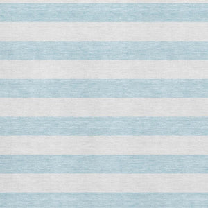 HomeRoots 5' Sky Blue and Ivory Striped Washable Area Rug with UV Protection for Stylish Coastal Homes 647658