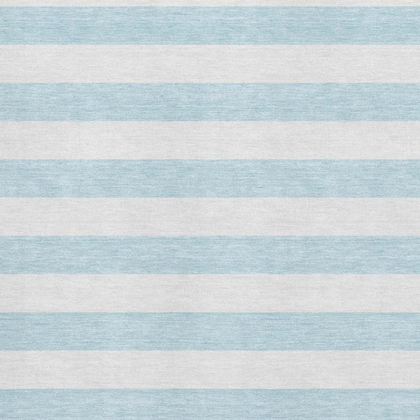 HomeRoots 5' Sky Blue and Ivory Striped Washable Area Rug with UV Protection for Stylish Coastal Homes 647658