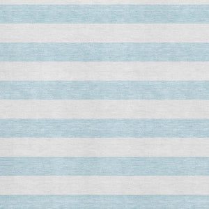 HomeRoots 9' X 12' Stylish Sky Blue & Ivory Striped Washable Area Rug with UV Protection for High Traffic Areas 647661