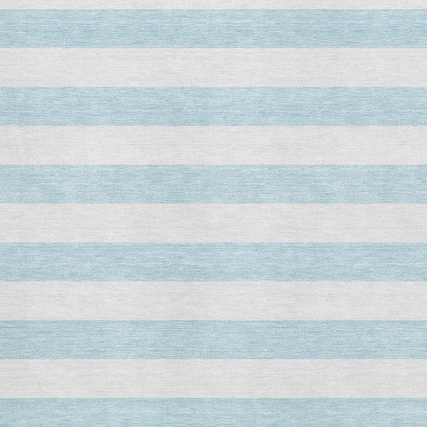 HomeRoots 9' X 12' Stylish Sky Blue & Ivory Striped Washable Area Rug with UV Protection for High Traffic Areas 647661