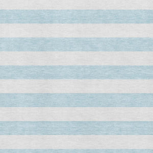 HomeRoots 10' X 14' Sky Blue Striped Area Rug - Washable, UV Protected, Stain-Resistant for Kids & Pets! 647662