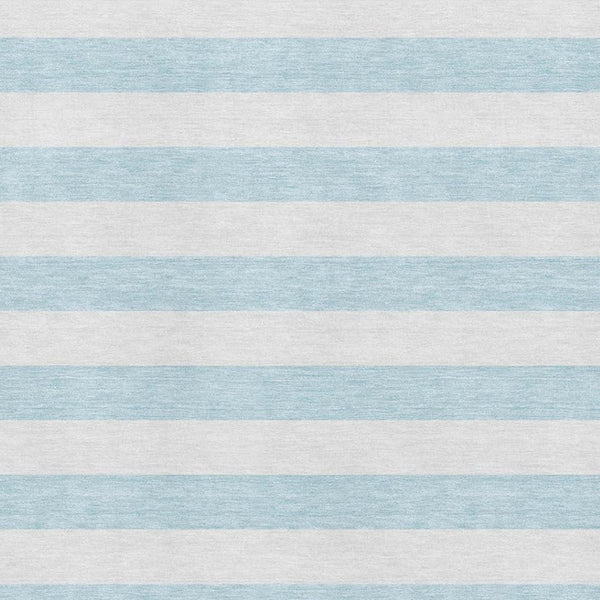 HomeRoots 10' X 14' Sky Blue Striped Area Rug - Washable, UV Protected, Stain-Resistant for Kids & Pets! 647662