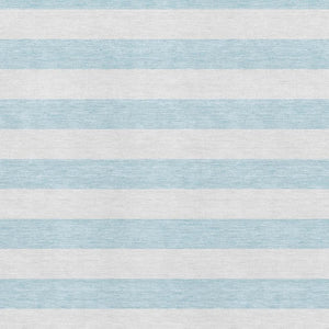 HomeRoots 10' X 14' Sky Blue Striped Area Rug - Washable, UV Protected, Stain-Resistant for Kids & Pets! 647662