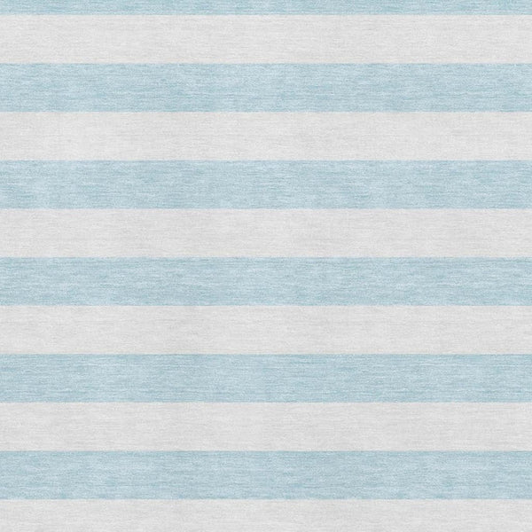 HomeRoots 10' X 14' Sky Blue Striped Area Rug - Washable, UV Protected, Stain-Resistant for Kids & Pets! 647662