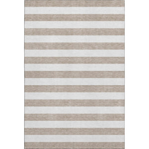 HomeRoots 5' X 8' Taupe and Ivory Striped Area Rug - Washable, UV Protected, Durable, Stain-Resistant Design 647664